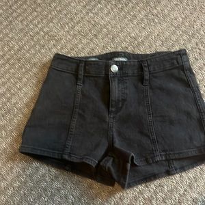 Super high rise black denim shorts